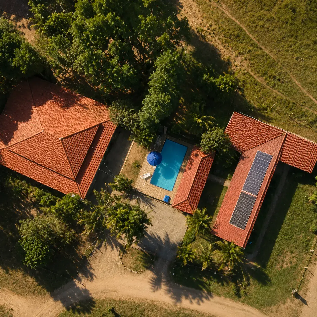 Vista aérea da fazenda